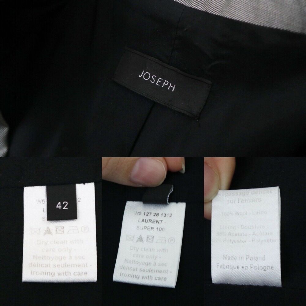 Joseph Size 42 US 10 Laurent Super 100 Wool Twill Blazer Gray Single Button - Picture 13 of 14